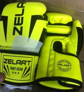 Перчатки Zelart для бокса, лимонный дизайн, застежка-липучка