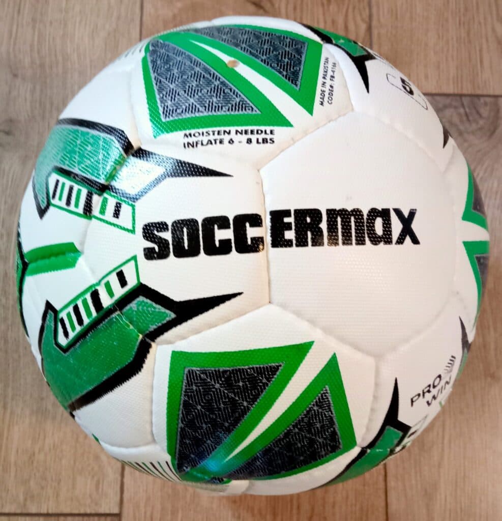 Футбольний м'яч HYBRID SOCCERMAX з поліуретану, розмір 5, біло-зелений