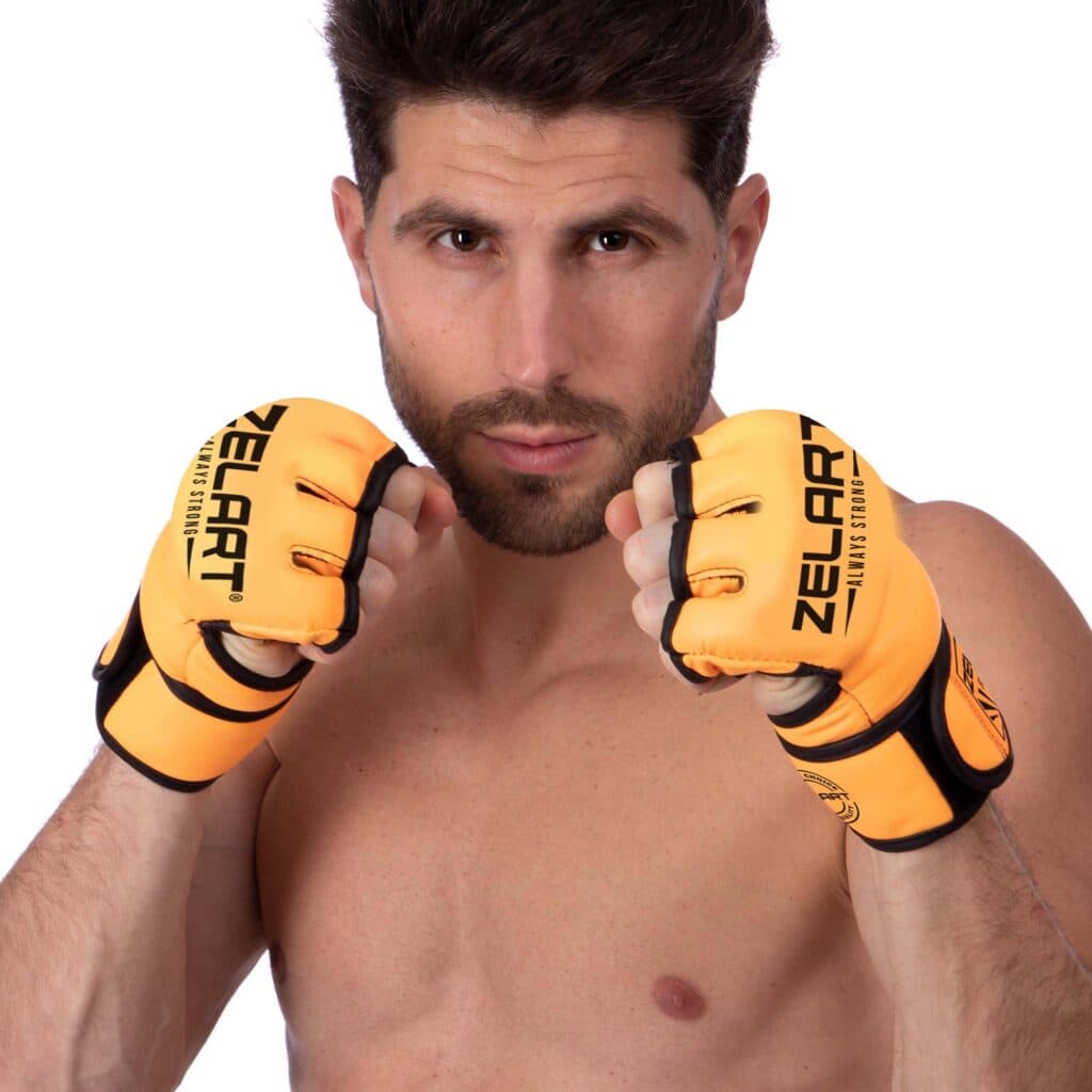 Перчатки MMA Zelart из полиуретана, оранжевые, размер L
