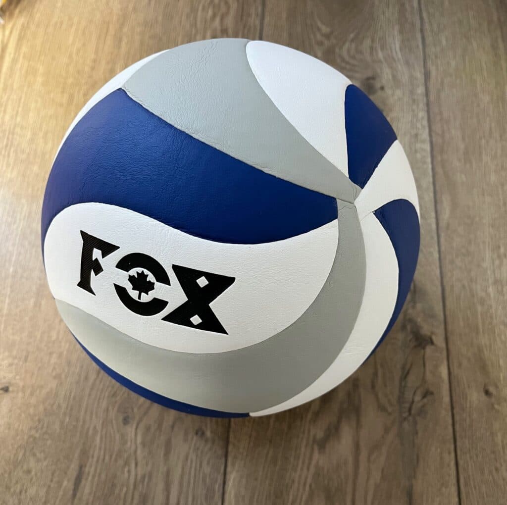 Волейбольний м'яч FOX розміру №5 з термосклеєного поліуретану, біло-сіро-синій