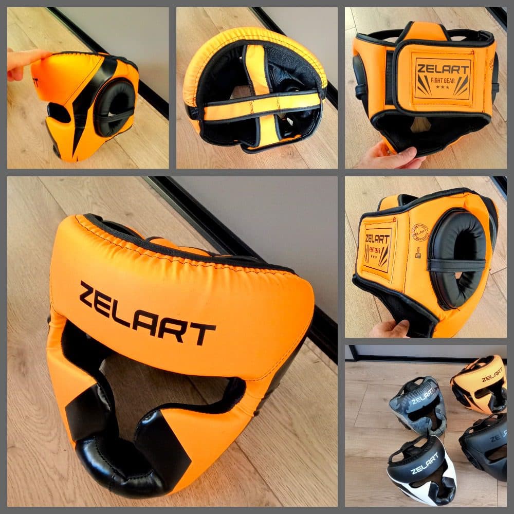 Помаранчевий боксерський шолом Zelart із повним захистом, розміри S, M, L