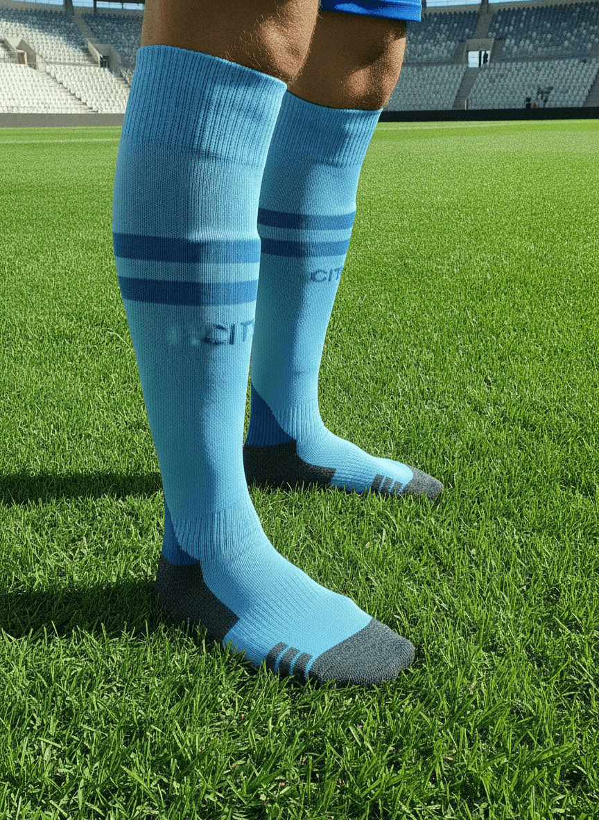 Гетры детские с символикой футбольного клуба MANCHESTER CITY HOME 2024,размер 27-35, цвет-голубой
