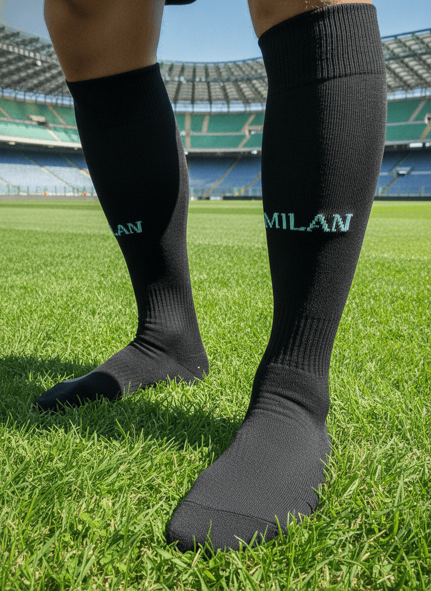 Гетры детские с символикой футбольного клуба AC MILAN HOME 2025, размер 27-35, цвет черный