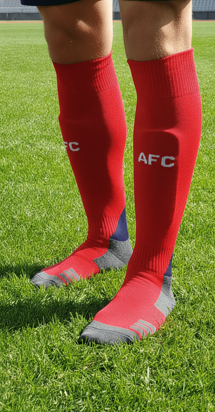 Гетры детские с символикой футбольного клуба ARSENAL AWAY 2025, размер 27-35, цвет красный