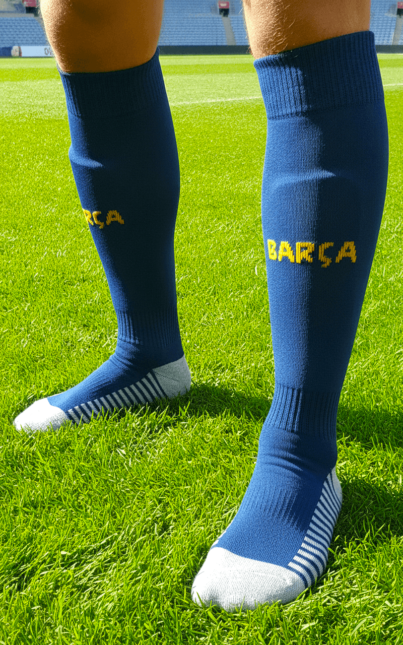 Гетры детские с символикой футбольного клуба BARCELONA AWAY 2025, размер 27-35, цвет синий