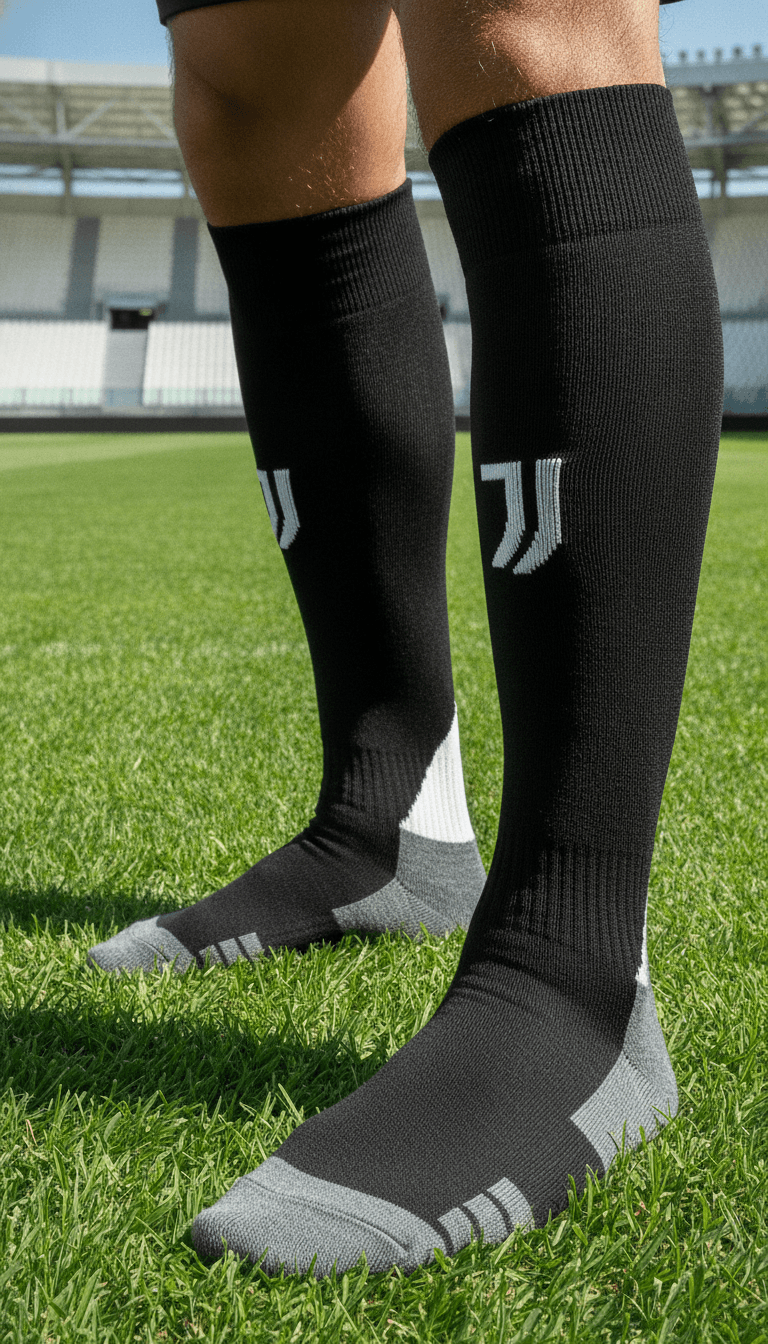 Гетры детские с символикой футбольного клуба JUVENTUS HOME 2025 , размер 27-35, цвет чёрный