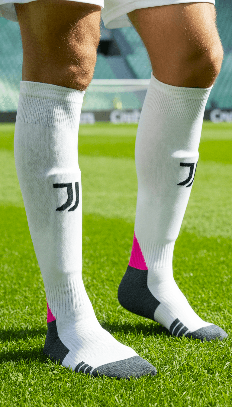 Гетры детские с символикой футбольного клуба JUVENTUS AWAY 2025 , размер 27-35, цвет белый
