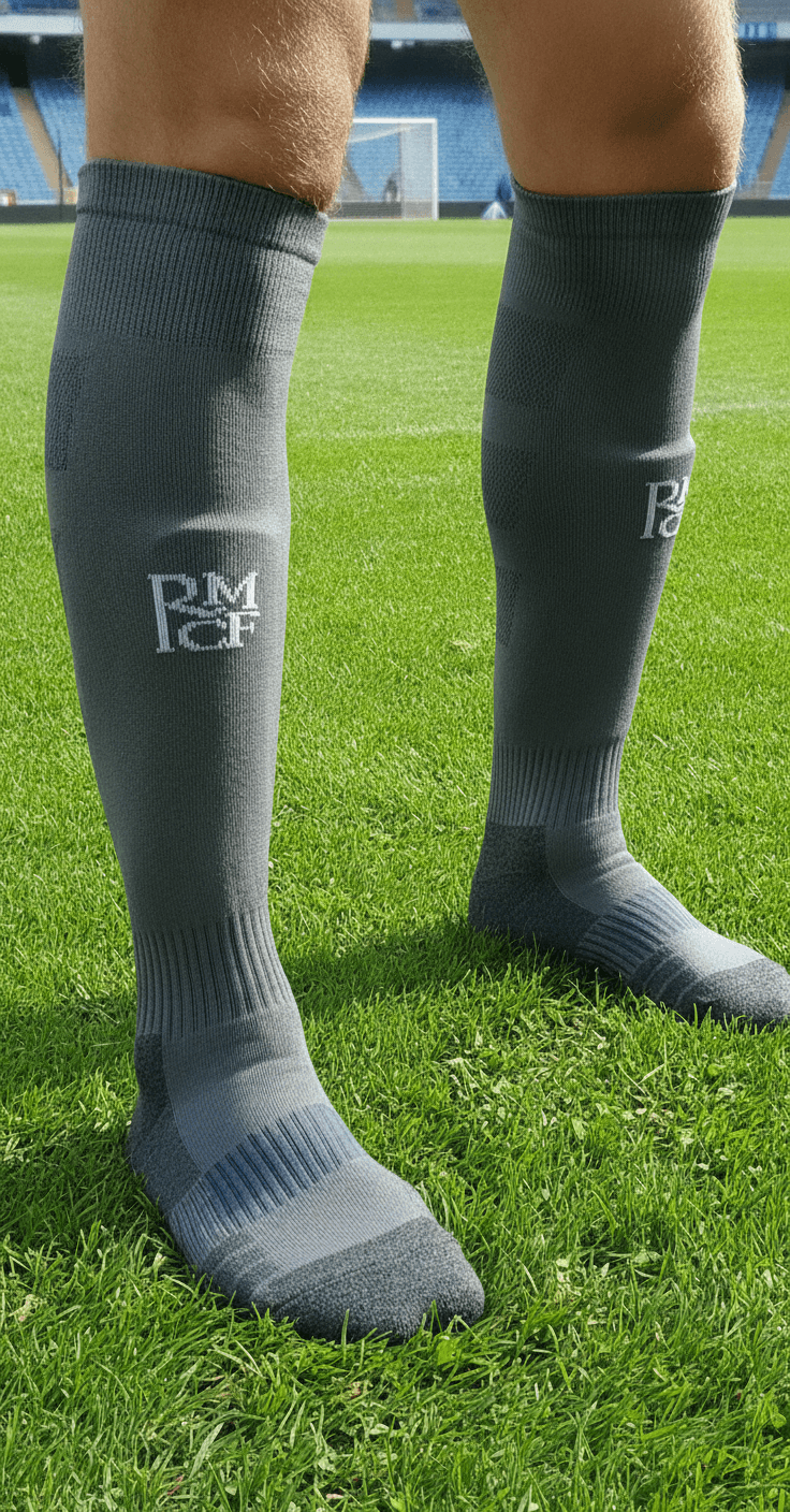 Гетры детские с символикой футбольного клуба REAL MADRID AWAY 2025 , размер 27-35, цвет серый