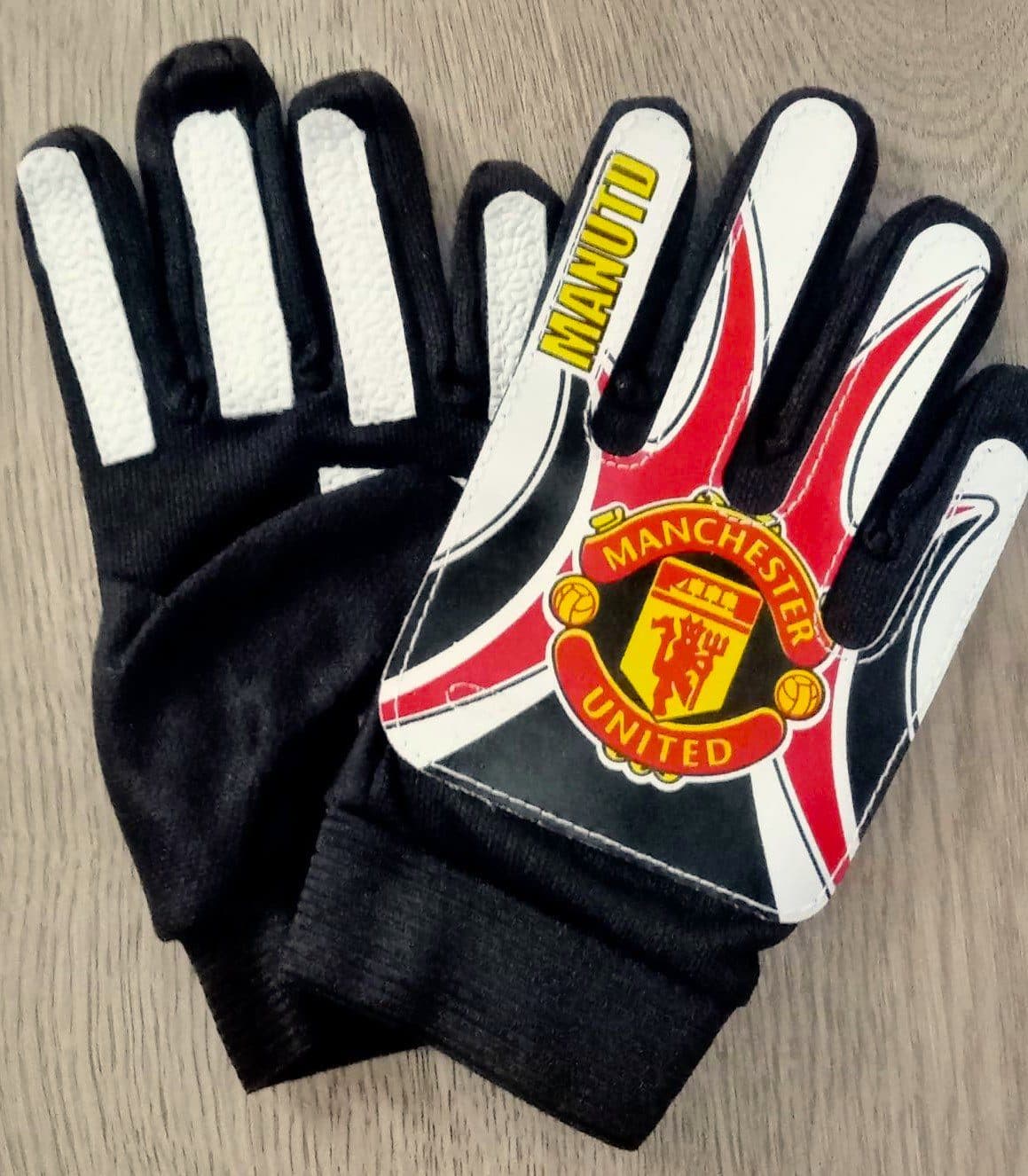 Детские вратарские перчатки MANCHESTER черно-белые, юниорские, размер 5-8