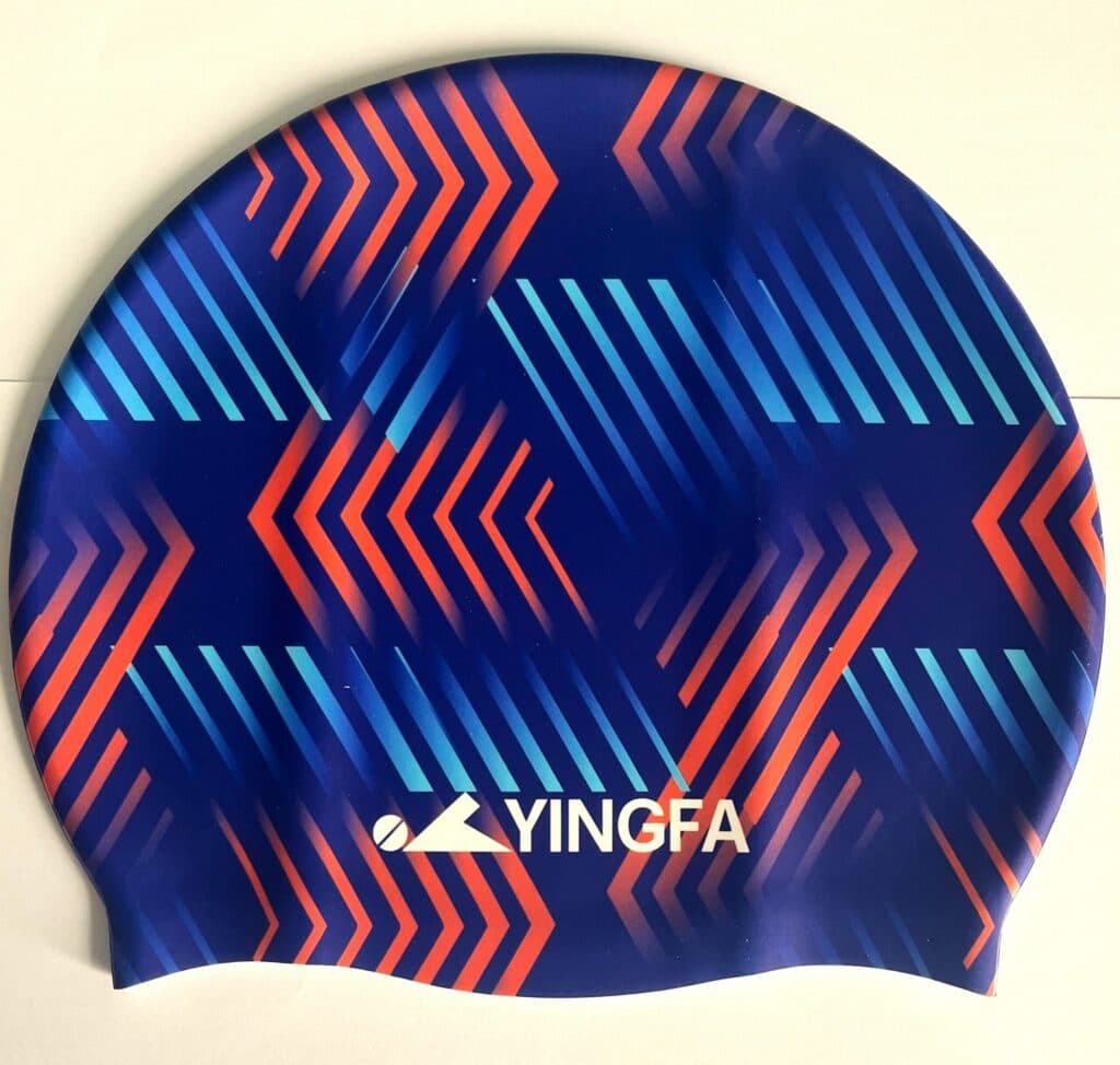 Шапочка для плавания YINGFA из прочного силикона, сине-белый дизайн