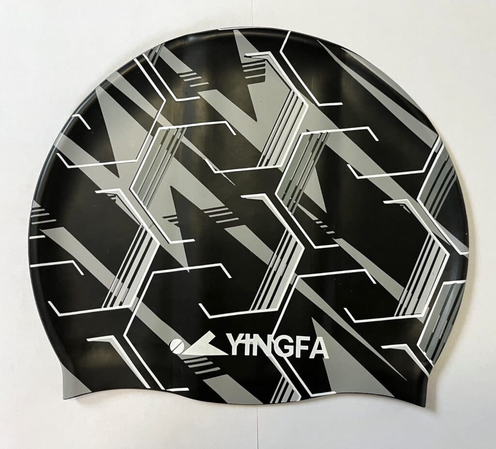 Силиконовая шапочка для плавания YINGFA, чёрно-серая, классического кроя