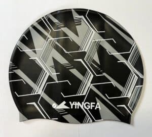 Силиконовая шапочка для плавания YINGFA, чёрно-серая, классического кроя