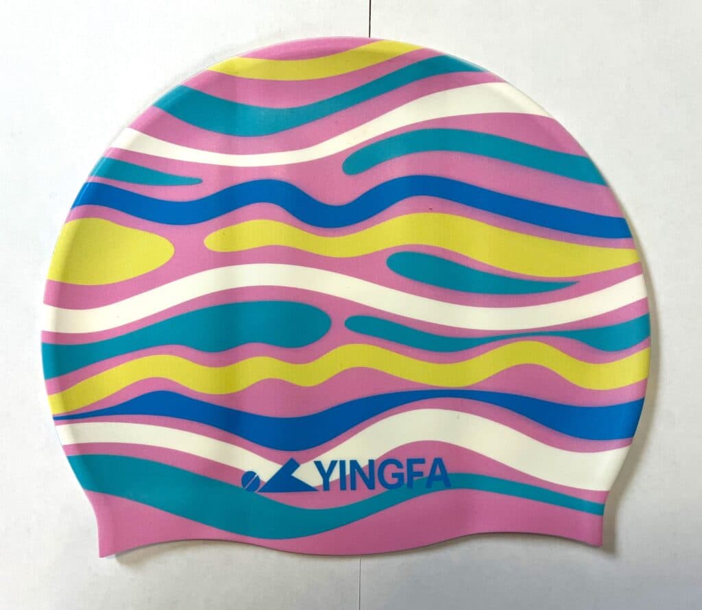 Шапочка для плавания YINGFA из эластичного силикона, чёрно-серая