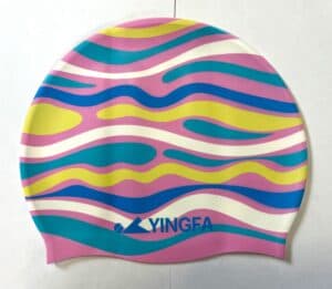 Шапочка для плавания YINGFA из эластичного силикона, чёрно-серая