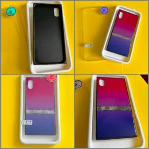 Чехол для iPhone 10, фиолетово-бордовый, с камешками Swarovski