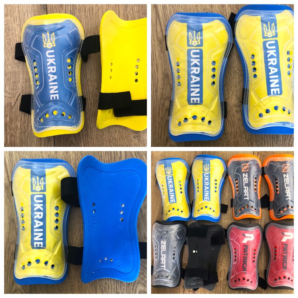 Щитки футбольные UKRAINE ,размер М (цвета в ассортименте) - Желтый-голубой
