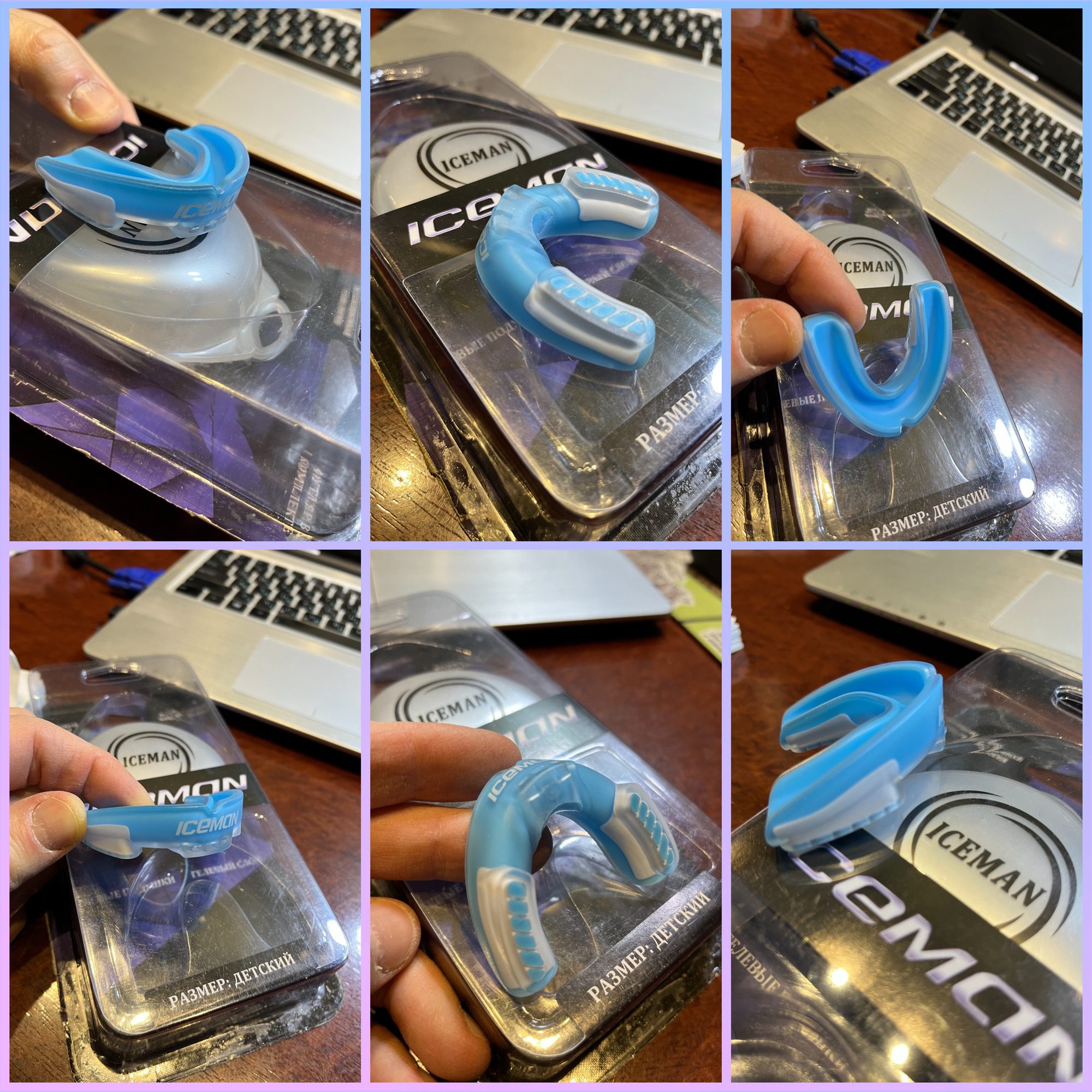 Капа боксерская одночелюстная SP-Sport ICE MAN размер S, цвет - голубой