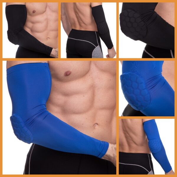 Налокотник спортивный компрессионный длинный чёрный, размеры S-XL