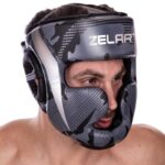 Шлем боксерский с полной защитой Zelart ,размер S-XL, черный-серый