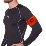 Повязка капитанская (с полосами), цвет: оранжевый,салатовый