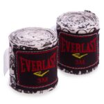 Бінти боксерські ZELART бавовна з еластаном з принтом "Череп", довжина 3м, чорний-білий