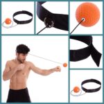 Тенісний м'яч на гумці Fight Ball (на голову) пневмотренажер, у зборі (чорно-жовтогарячий)