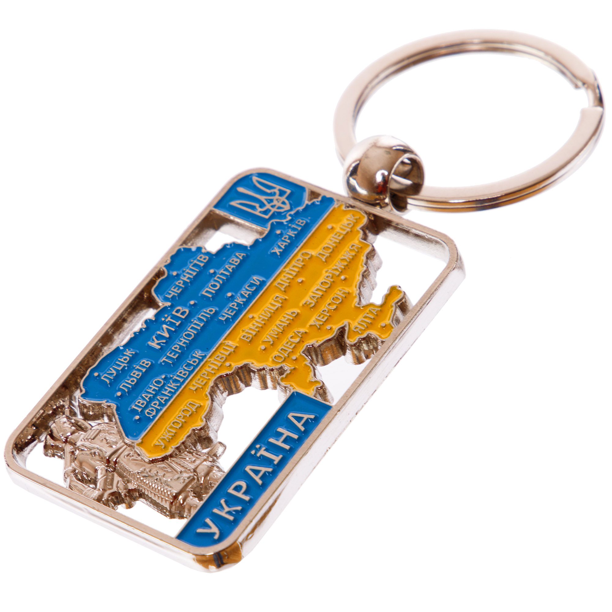 FB-7751,1 Брелок "Карта України" (карта ПЛОСЬКА, у прямокутнику)