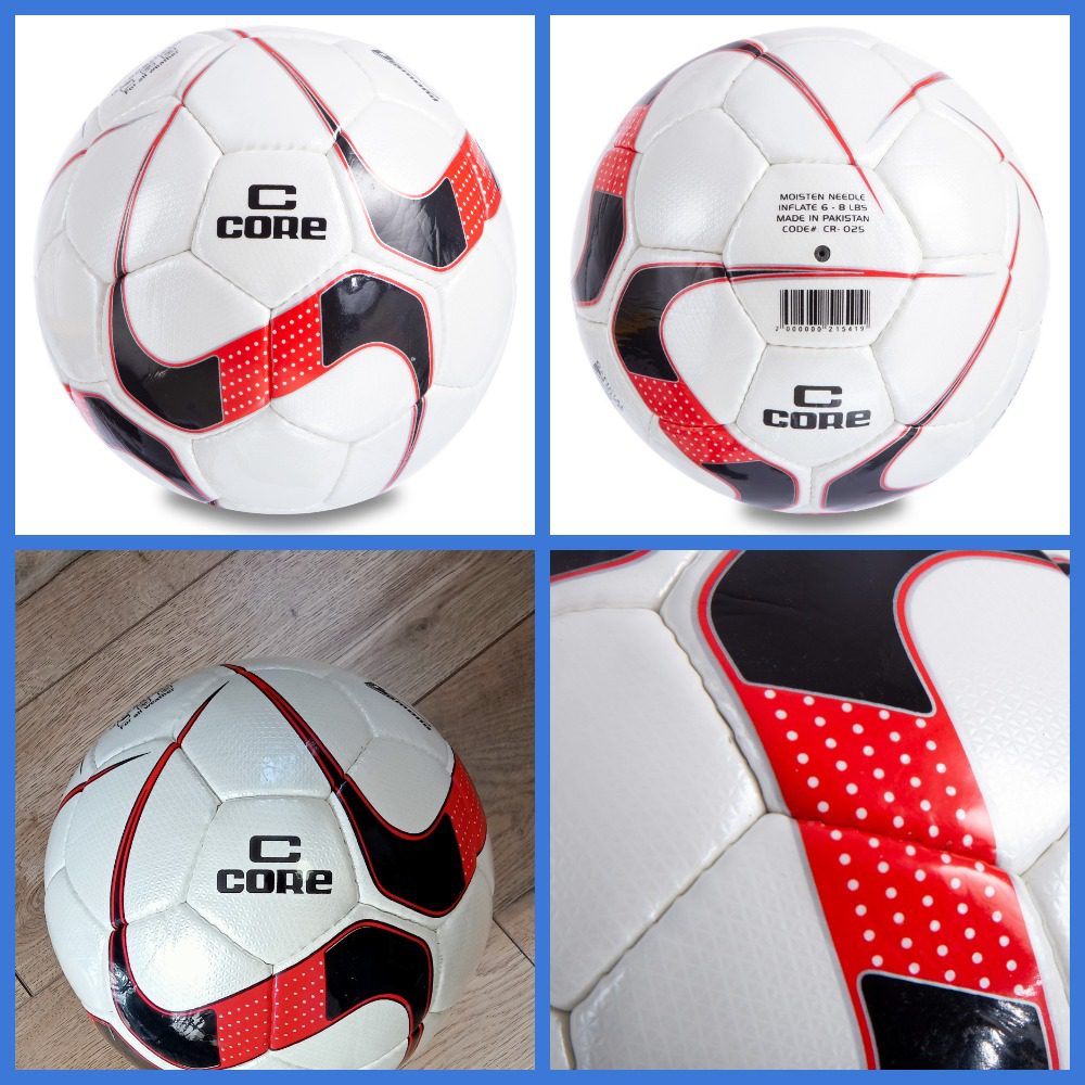 М'яч футбольний CORE DIAMOND, розмір №5 PU, білий-чорний-червоний