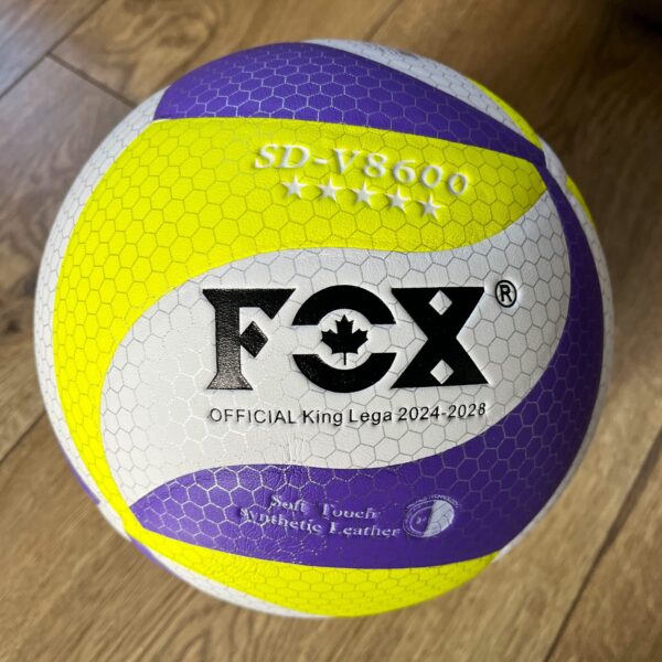 М'яч волейбольний FOX, розмір №5 PU клеєний (лимонно-біло-фіолетовий)