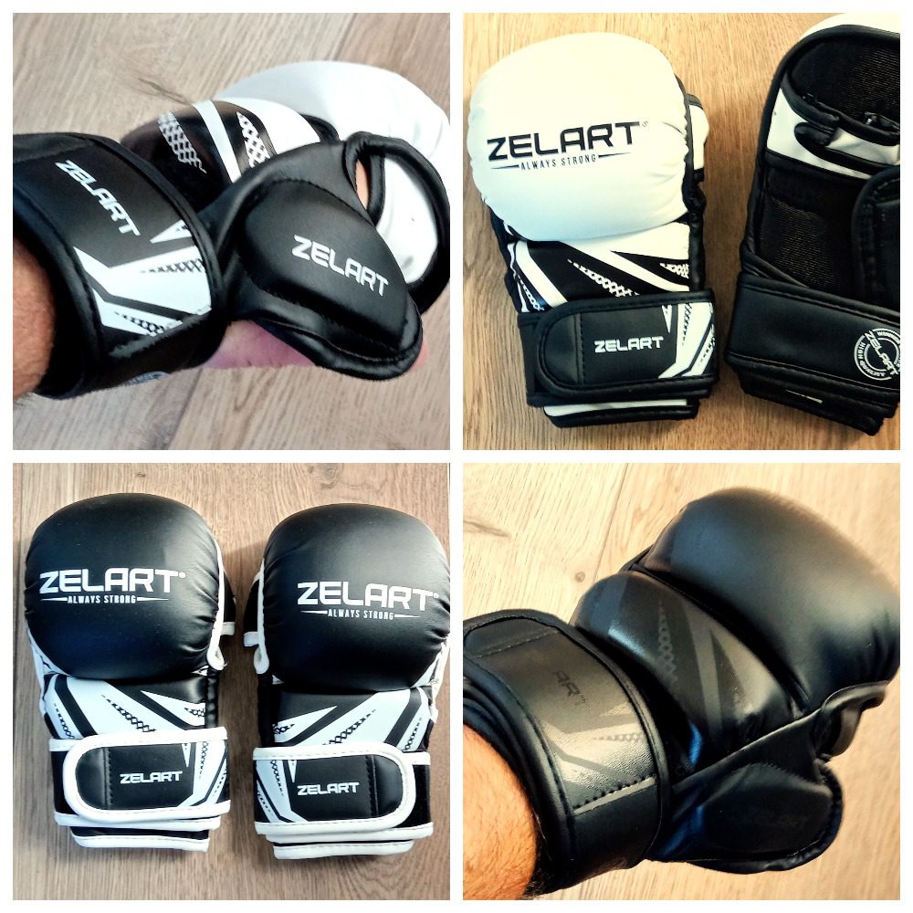 Перчатки для смешанных единоборств Zelart, размер S-XL, цвет: бело - чёрный<span> - </span>размер M