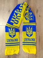 Шарф вболівальника зимовий із символікою збірної України, жовтий-синій