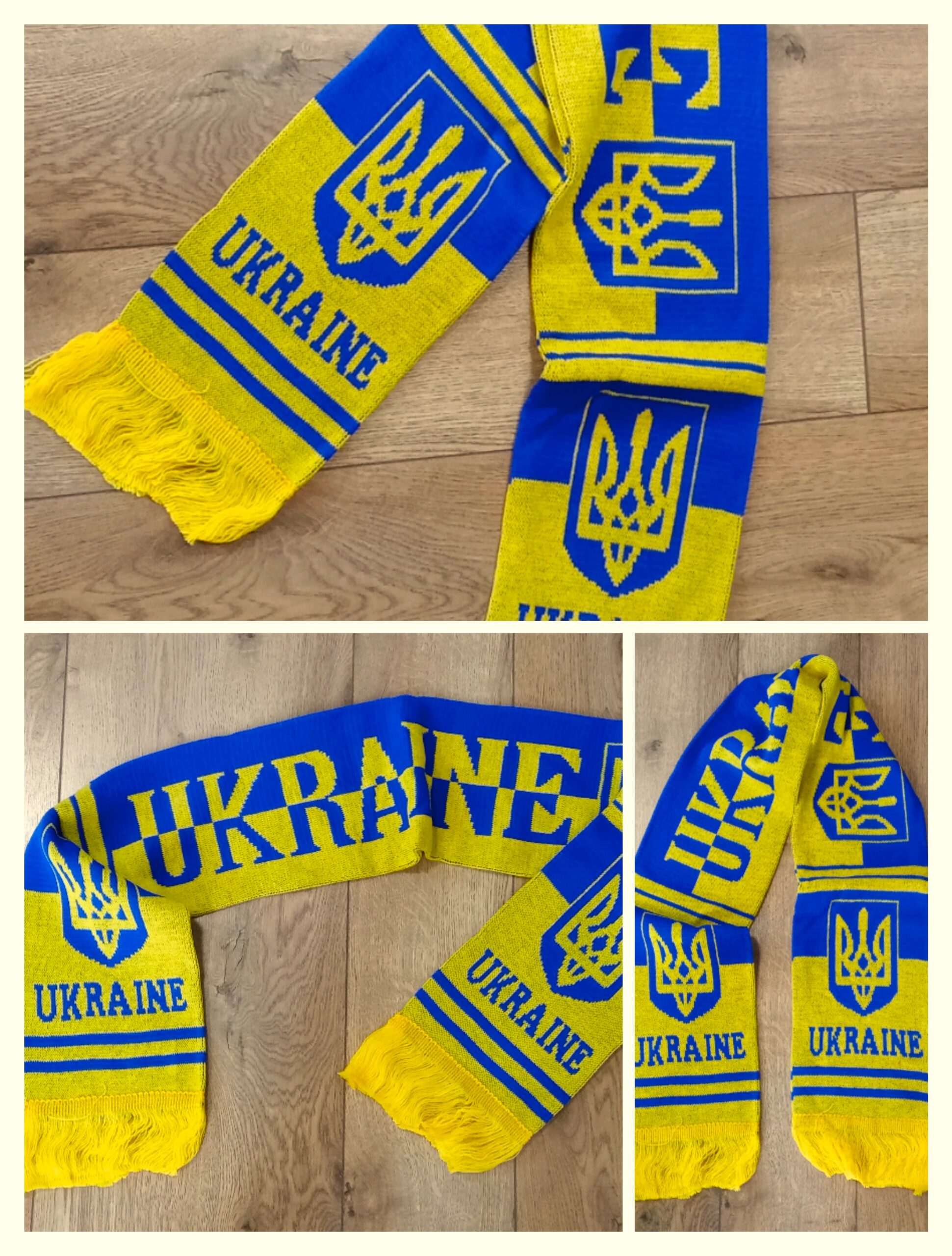 Шарф вболівальника зимовий із символікою збірної України, жовтий-синій