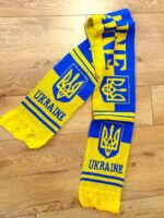 Шарф вболівальника зимовий із символікою збірної України, жовтий-синій