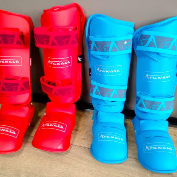 Захист гомілки та стопи для карате Arawaza, розміри SL, колір - червоний