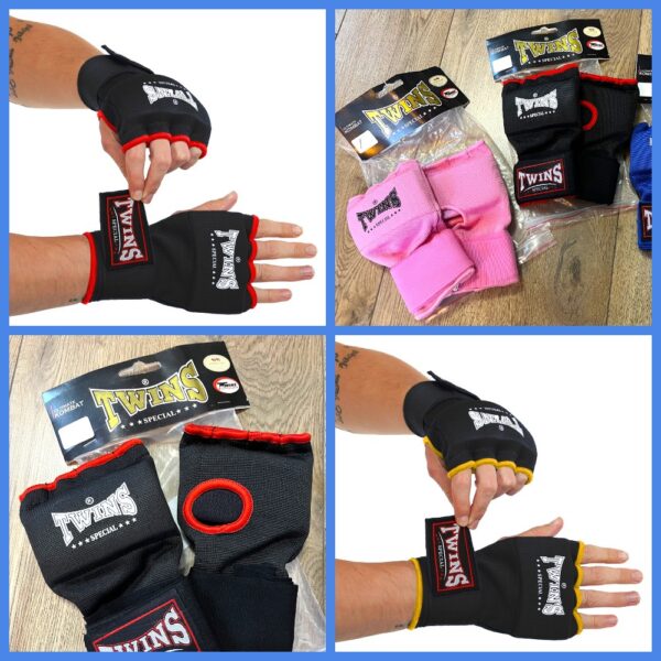Перчатки-бинты внутренние гелевые из полиэстера TWINS,размер S-XL, цвет-чёрный (красная окантовка)