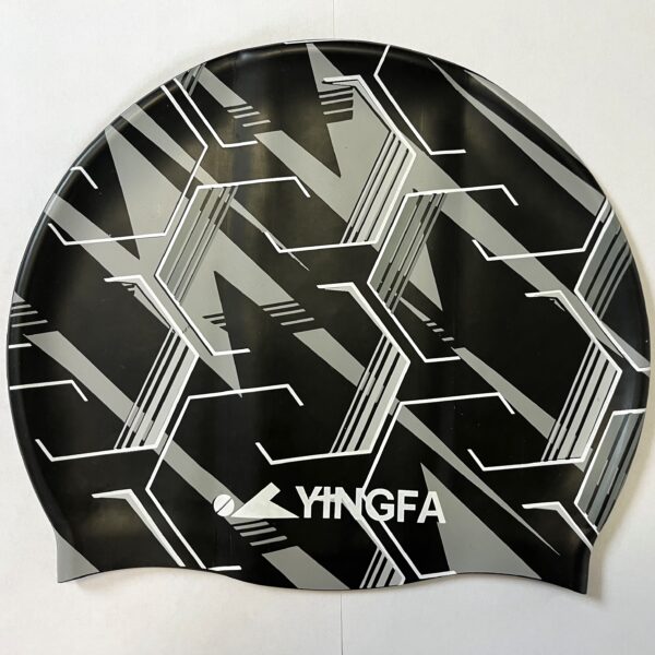 Шапочка для плавання силіконова YINGFA, колір - чорний-сірий