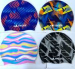 Шапочка для плавання силіконова YINGFA, колір - чорний-сірий