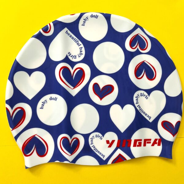 Шапочка для плавання силіконова YINGFA, колір - синій-білий