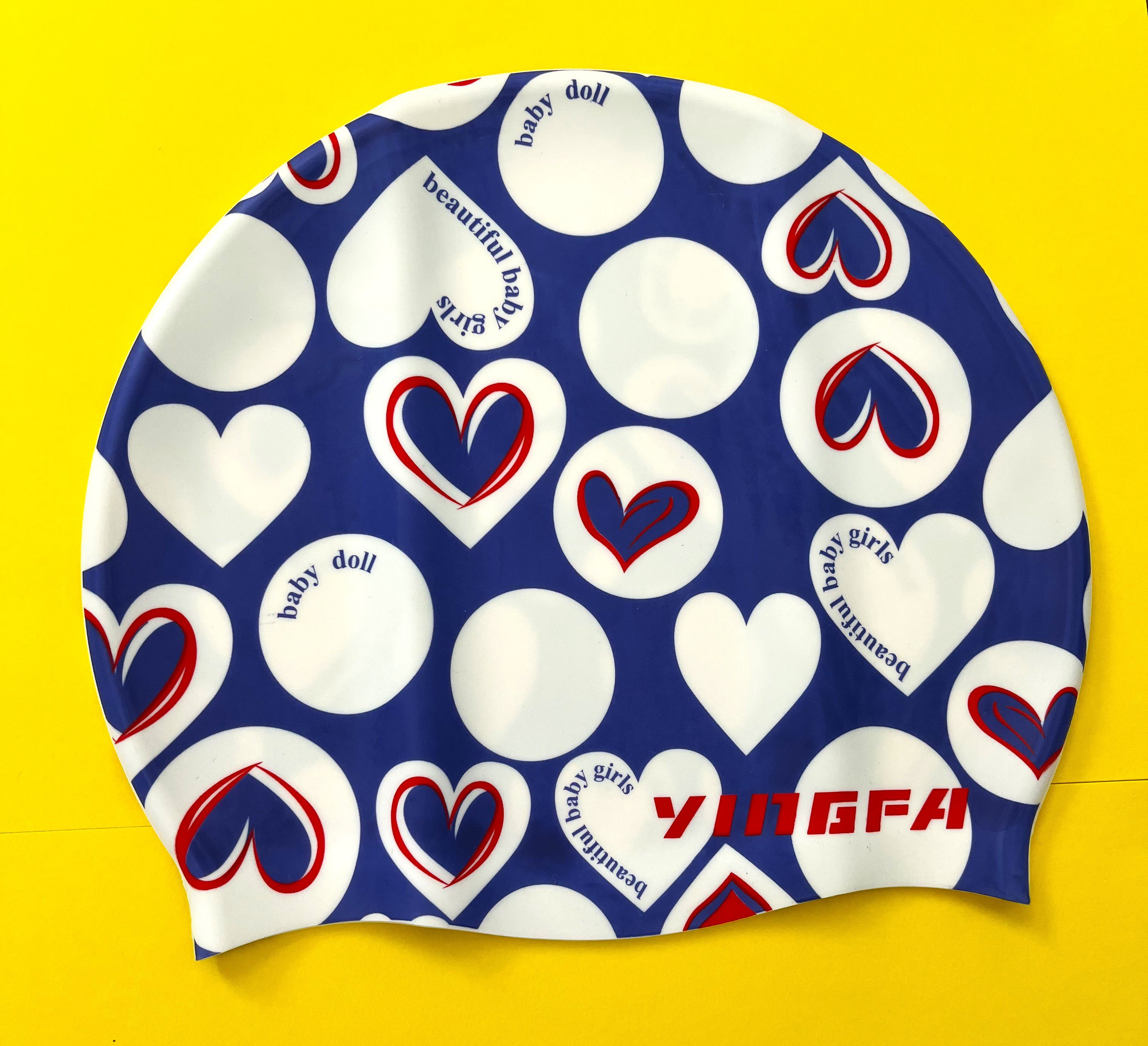 IMG_7482 Шапочка для плавання силіконова YINGFA, колір - синій-білий