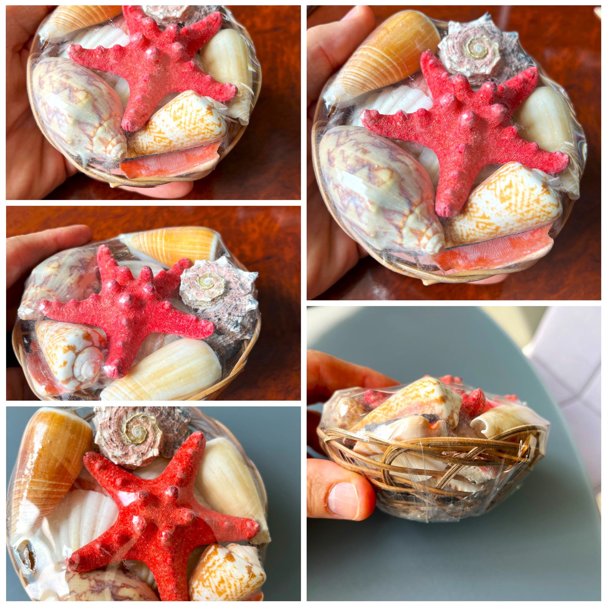 Корзинка из лозы с морскими ракушками (комплект)