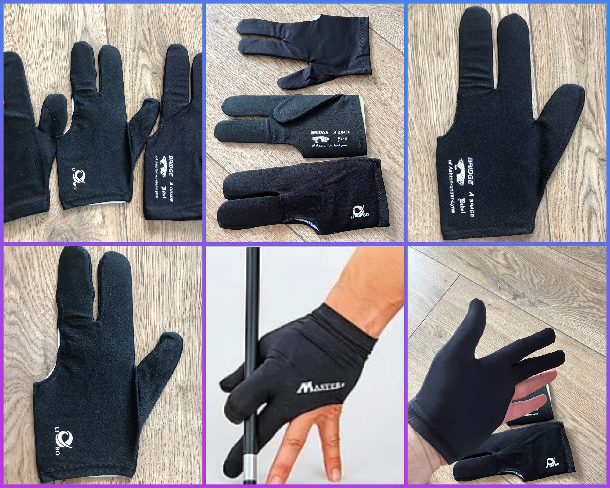 Перчатка бильярдная (с орнаментом), цвет - черный