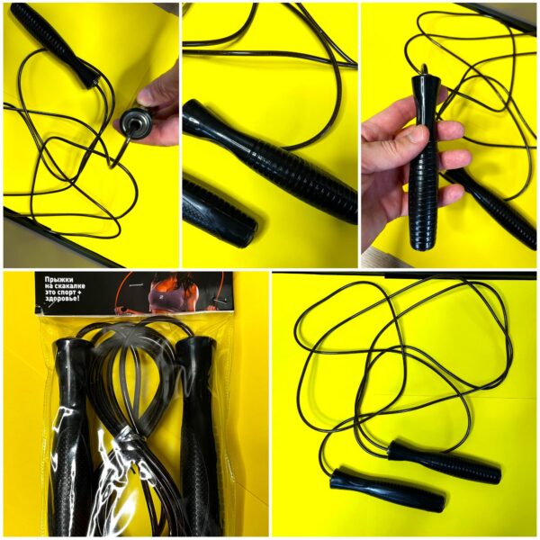 Скакалка скоростная Кроссфит с подшипником и стальным тросом CIMA, длина - 3метра, цвет - чёрный