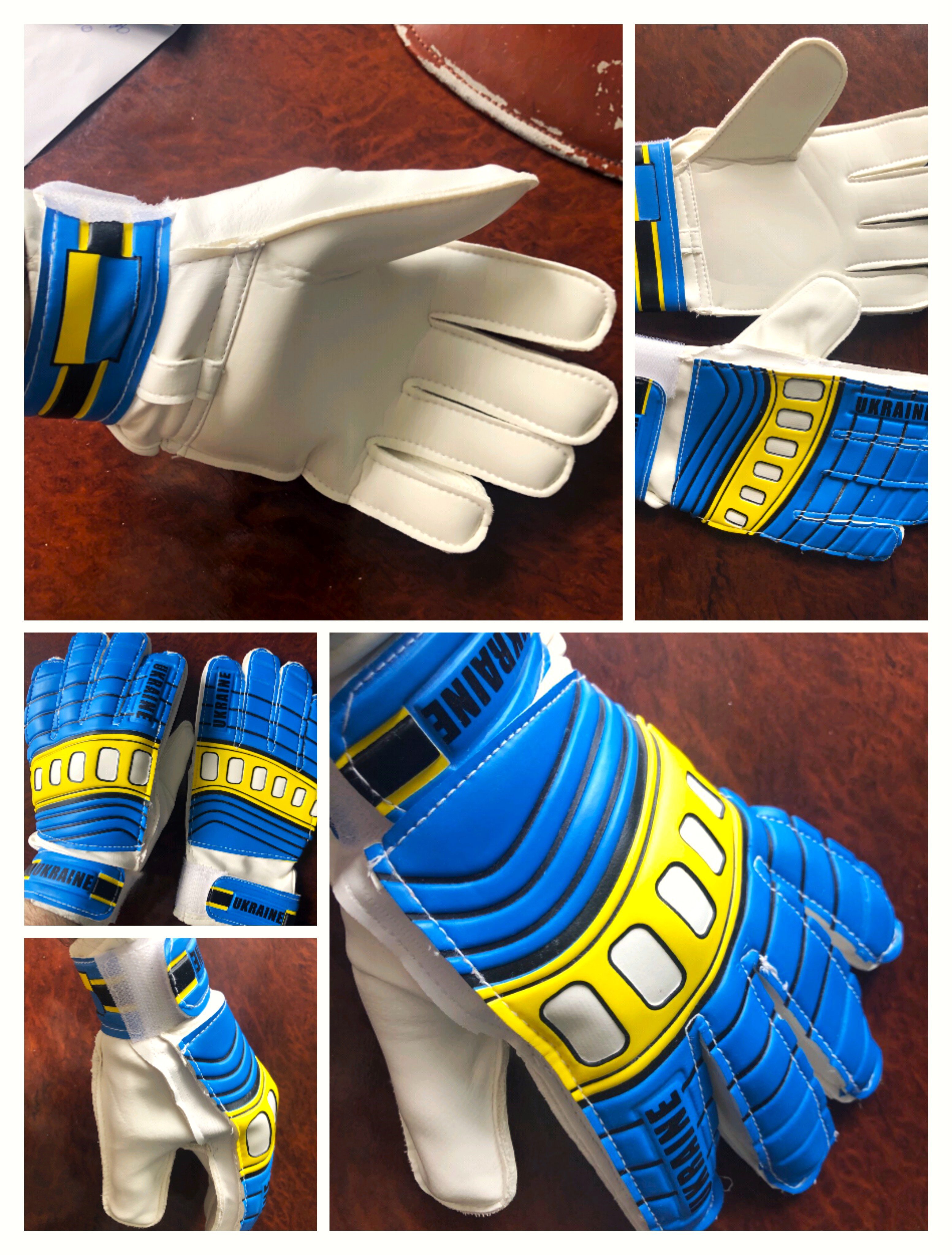 Рукавиці воротарські дорослі (з 17 років) UKRAINE розмір 8 (дорослий), блакитний-жовтий