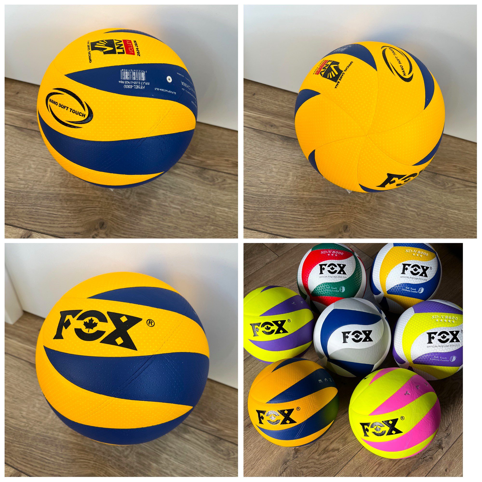 Мяч волейбольный FOX, размер №5, материал PU, цвет - желто-синий