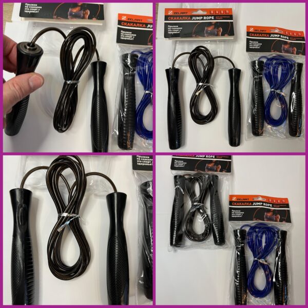 Скакалка SP-Sport L=2,6м, тонкие ручки, цвет - черный