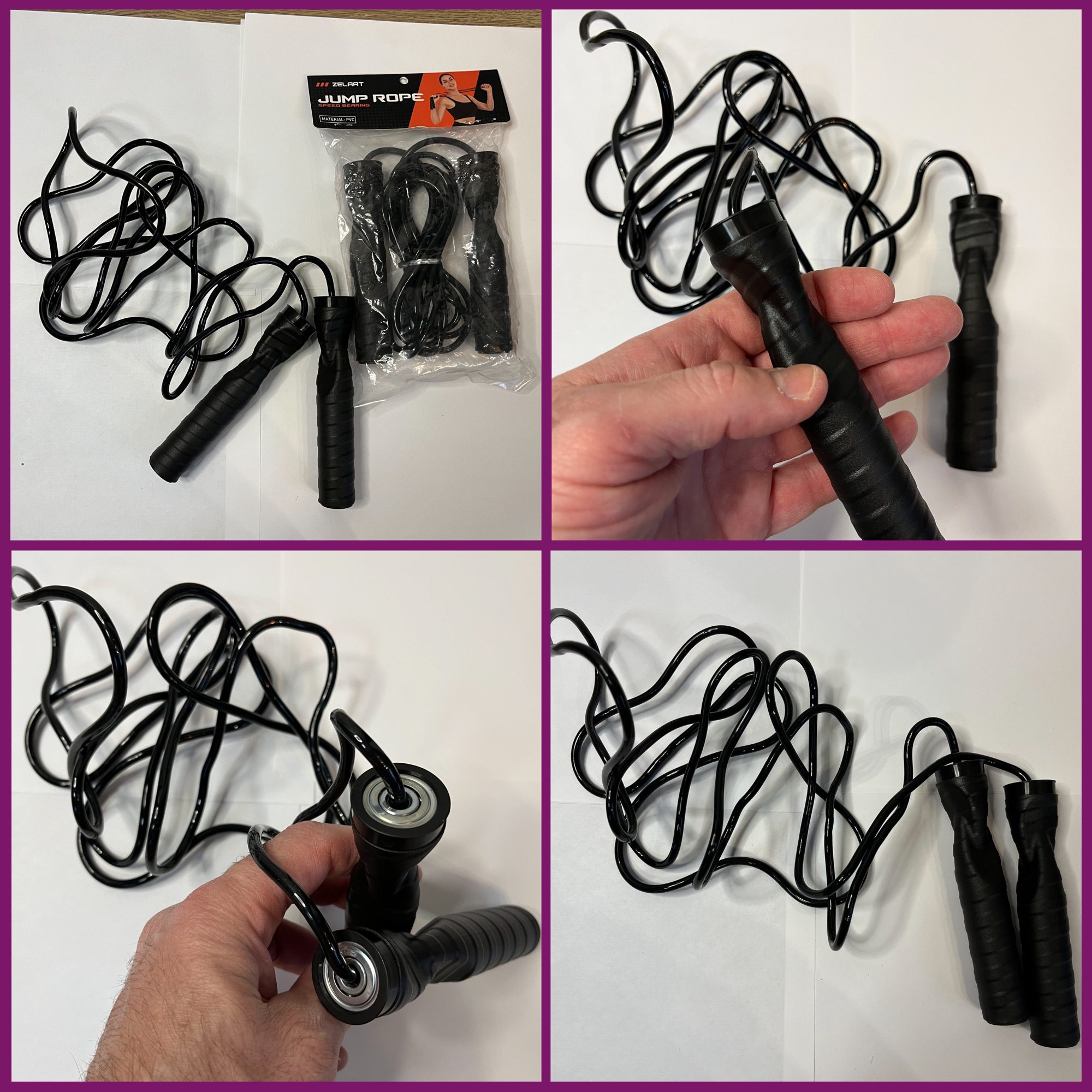 Скакалка SP-Sport L=2,6м, тонкие ручки, цвет - черный