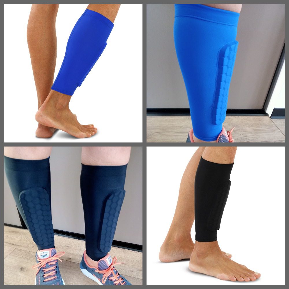 Гетры-щитки футбольные (2 в 1) синие, защита голени, размер M