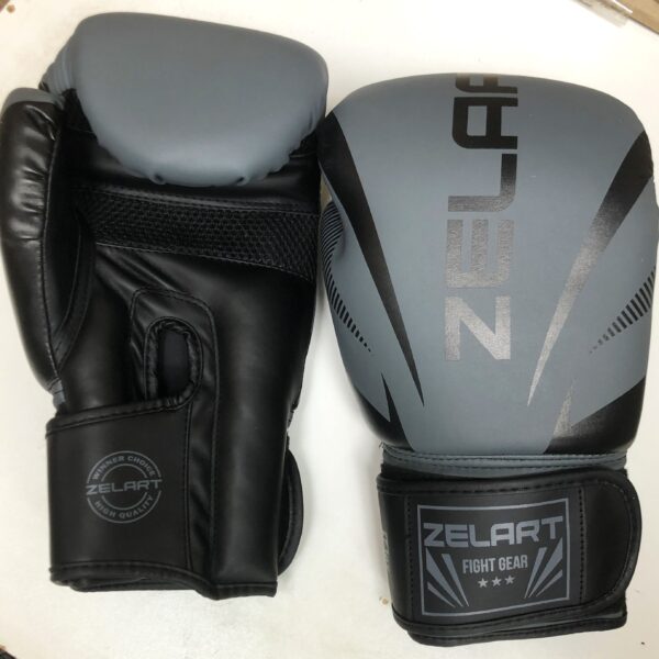 Перчатки боксерские Zelart серо-чёрные 10-14 унций